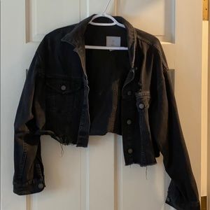 cropped black denim jacket